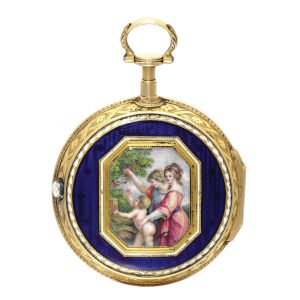 English gold and enamel pair cased verge watch Circa 1790