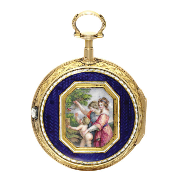 English gold and enamel pair cased verge watch Circa 1790