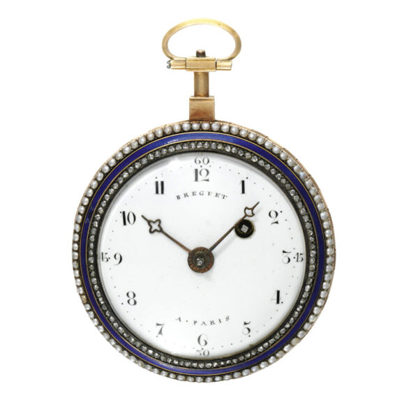 Swiss gold, enamel and pearl-set verge watch Circa 1790 Swiss gold, enamel and pearl-set verge watch Circa 1790