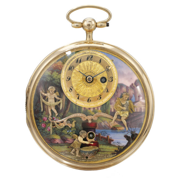 Swiss gold automaton quarter repeating watch Circa 1820