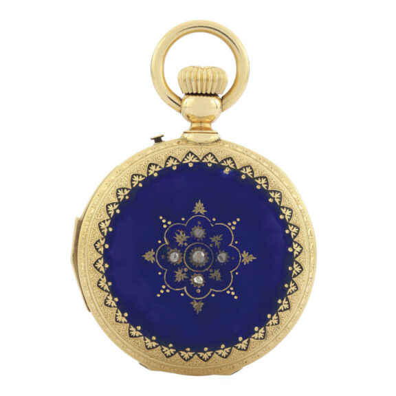 Swiss gold, enamel and diamonds minute repeater Circa 1890 Swiss gold, enamel and diamonds minute repeater Circa 1890