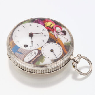 Swiss silver verge watch with enamel and date Circa 1790