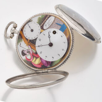 Swiss silver verge watch with enamel and date Circa 1790