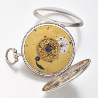 Swiss silver verge watch with enamel and date Circa 1790
