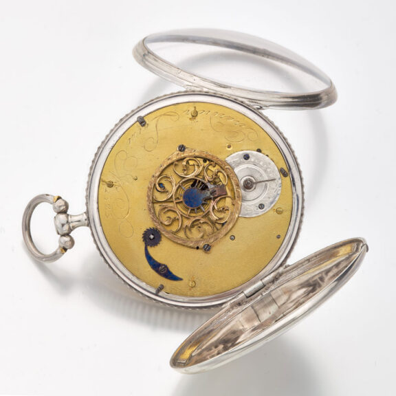 Swiss silver verge watch with enamel and date Circa 1790 Swiss silver verge watch with enamel and date Circa 1790