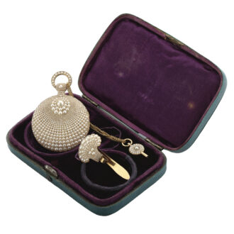 Fine Swiss gold and pearls pendant watch with key Circa 1830