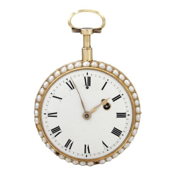 Swiss gold, enamel and pearl-set quarter repeater Circa 1770 Swiss gold, enamel and pearl-set quarter repeater Circa 1770