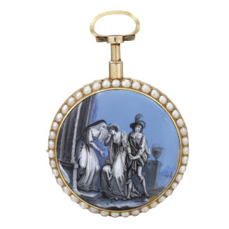 Swiss gold, enamel and pearl-set quarter repeater Circa 1770