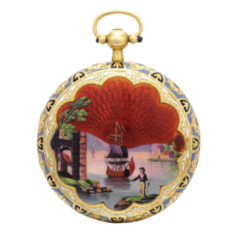 French gold and enamel hunting cased verge Circa 1800