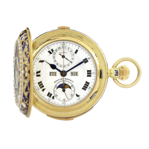 Swiss gold calendar minute repeating chronograph Circa 1910 Swiss gold calendar minute repeating chronograph Circa 1910