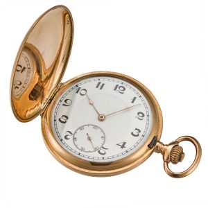A Swiss lever pocket watch in a gold full hunter case Circa 1930