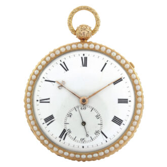 English gold and enamel pearl-set pocket watch Circa 1840