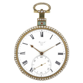 English gold and enamel pearl-set pocket watch Circa 1818