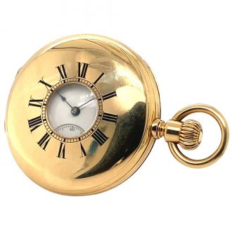 Swiss 18K gold half hunting-cased keyless lever watch Circa 1875
