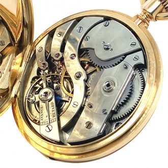Swiss 18K gold half hunting-cased keyless lever watch Circa 1875