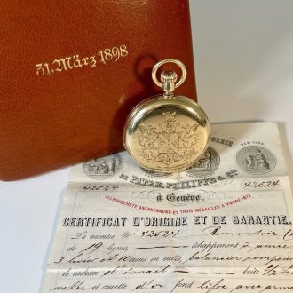 Swiss 18K gold half hunting-cased keyless lever watch Circa 1875