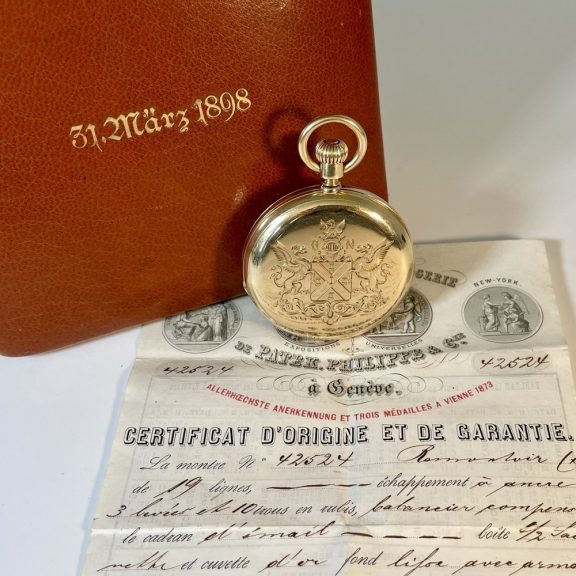 Swiss 18K gold half hunting-cased keyless lever watch Circa 1875 Swiss 18K gold half hunting-cased keyless lever watch Circa 1875