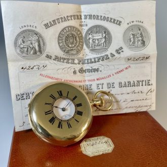 Swiss 18K gold half hunting-cased keyless lever watch Circa 1875