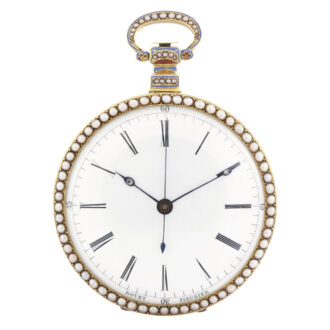 Swiss enamel and pearl-set centre seconds watch Circa 1800
