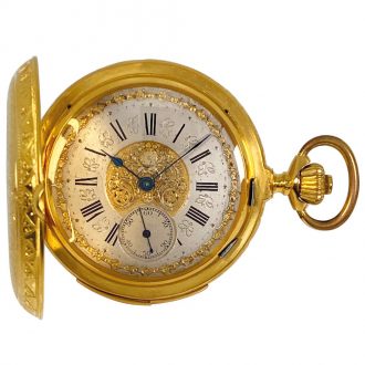 Swiss gold full hunter watch with minute repeater Circa 1890