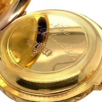Swiss gold full hunter watch with minute repeater Circa 1890