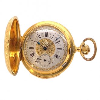 Swiss gold full hunter watch with minute repeater Circa 1890