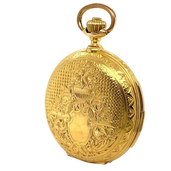 Swiss gold full hunter watch with minute repeater Circa 1890 Swiss gold full hunter watch with minute repeater Circa 1890