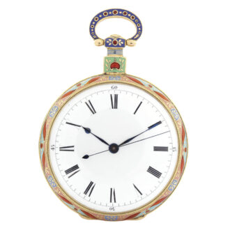 Swiss 18K gold and enamel centre seconds watch Circa 1835