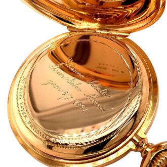Fine Swiss rose gold full hunter pocket watch Circa 1888 Fine Swiss rose gold full hunter pocket watch Circa 1888