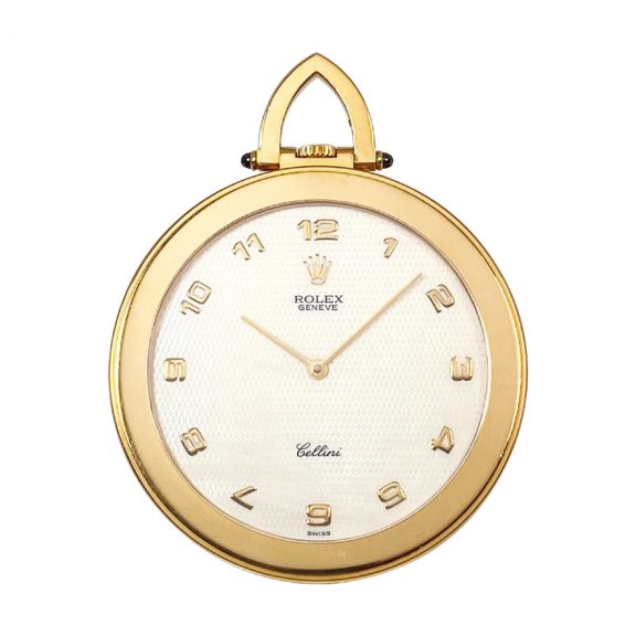 Flat Swiss 18K gold open faced pocket dress watch Circa 1985 Flat Swiss 18K gold open faced pocket dress watch Circa 1985