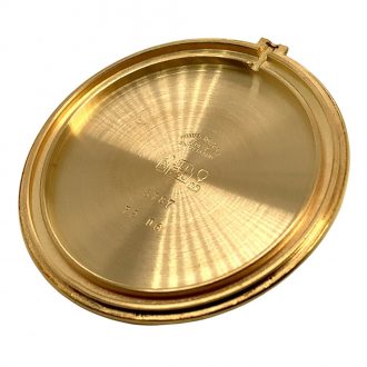 Flat Swiss 18K gold open faced pocket dress watch Circa 1985 Flat Swiss 18K gold open faced pocket dress watch Circa 1985
