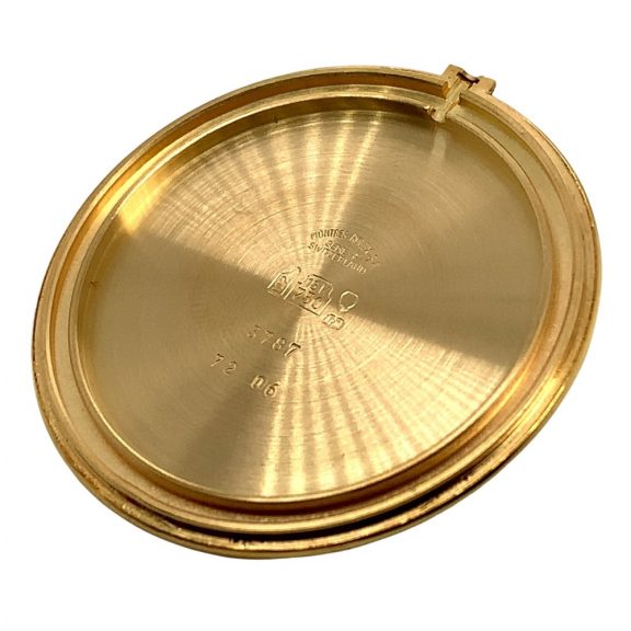 Flat Swiss 18K gold open faced pocket dress watch Circa 1985 Flat Swiss 18K gold open faced pocket dress watch Circa 1985