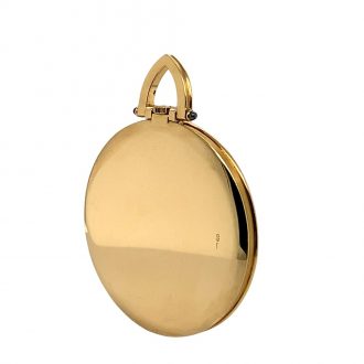 Flat Swiss 18K gold open faced pocket dress watch Circa 1985 Flat Swiss 18K gold open faced pocket dress watch Circa 1985