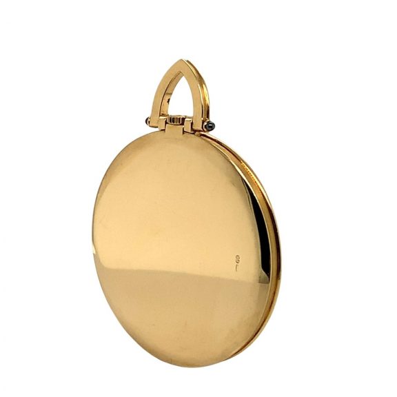 Flat Swiss 18K gold open faced pocket dress watch Circa 1985 Flat Swiss 18K gold open faced pocket dress watch Circa 1985