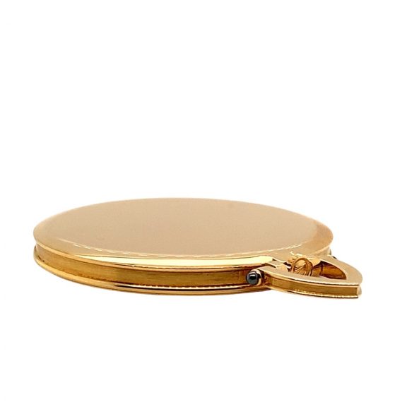 Flat Swiss 18K gold open faced pocket dress watch Circa 1985 Flat Swiss 18K gold open faced pocket dress watch Circa 1985