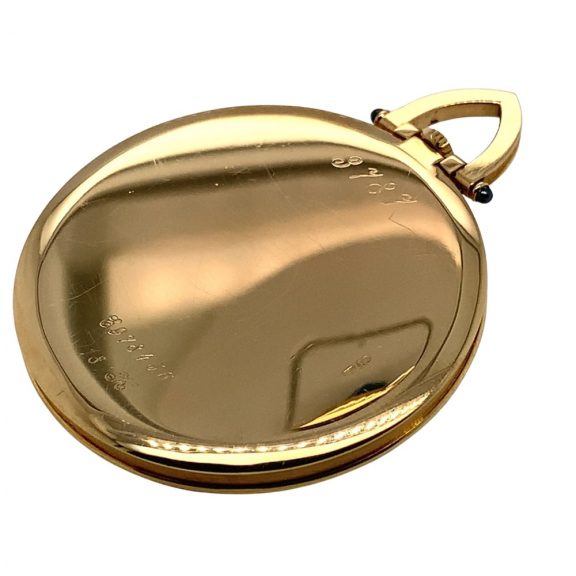 Flat Swiss 18K gold open faced pocket dress watch Circa 1985 Flat Swiss 18K gold open faced pocket dress watch Circa 1985