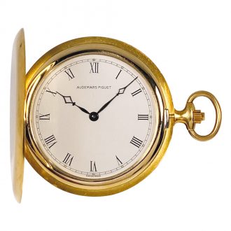 Ultra flat Swiss 18 Carat gold hunting cased pocket watch Circa 1980