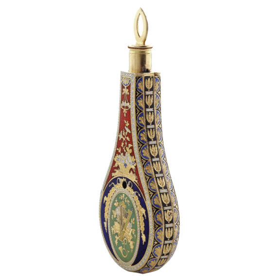 Swiss rare gold and enamel musical scent flacon Circa 1807