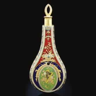 Swiss rare gold and enamel musical scent flacon Circa 1807
