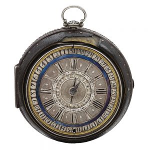A English silver verge watch with date and alarm Circa 1680