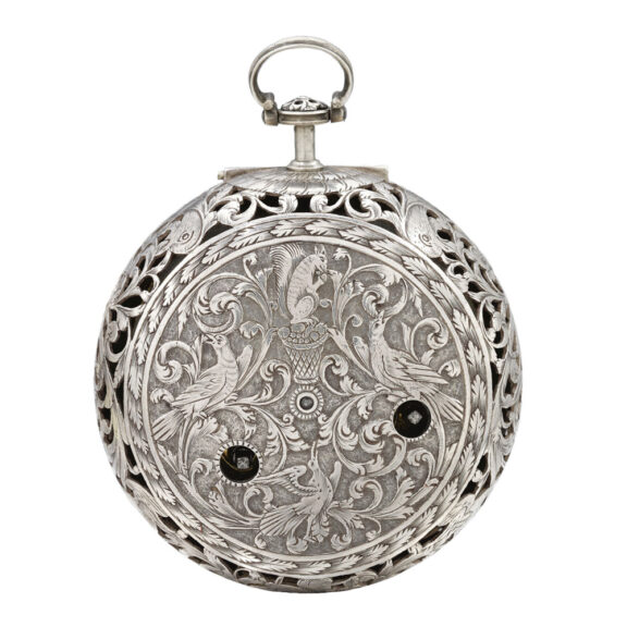 A English silver verge watch with date and alarm Circa 1680 A English silver verge watch with date and alarm Circa 1680