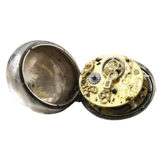 English silver oval pre-hairspring puritan watch Circa 1640