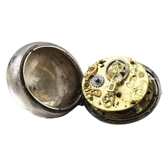 English silver oval pre-hairspring puritan watch Circa 1640 English silver oval pre-hairspring puritan watch Circa 1640
