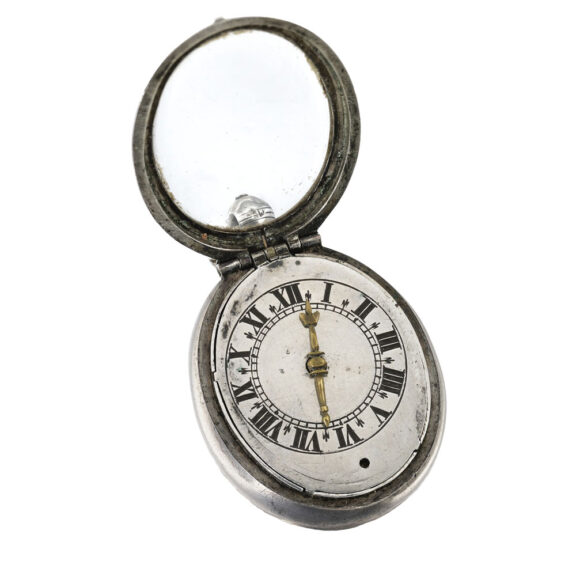 English silver oval pre-hairspring puritan watch Circa 1640 English silver oval pre-hairspring puritan watch Circa 1640