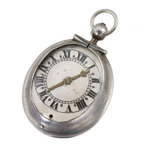 English silver oval pre hairspring puritan watch Circa 1640