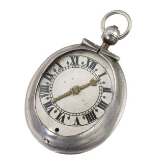 English silver oval pre hairspring puritan watch Circa 1640