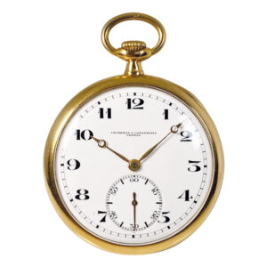 Swiss 18K yellow gold open faced lever pocket watch Circa 1925