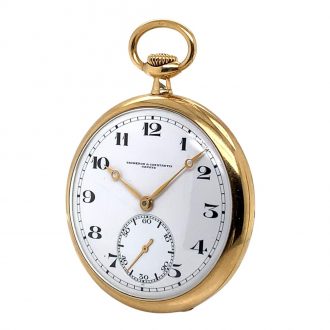 Swiss 18K yellow gold open faced lever pocket watch Circa 1925
