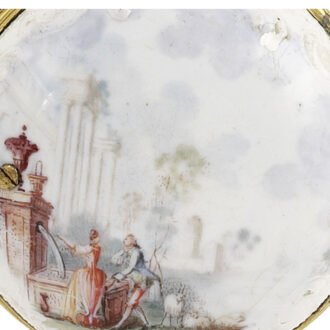 Gold Swiss enamel and porcelain chatelaine watch Circa 1780