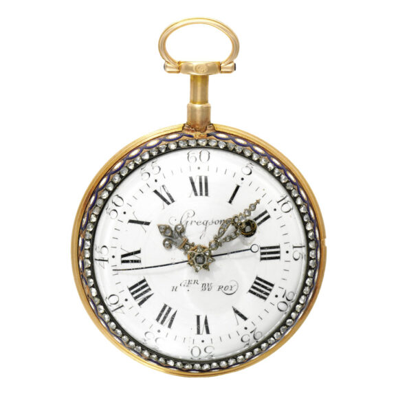 A French gold and enamel centre seconds watch Circa 1780 A French gold and enamel centre seconds watch Circa 1780